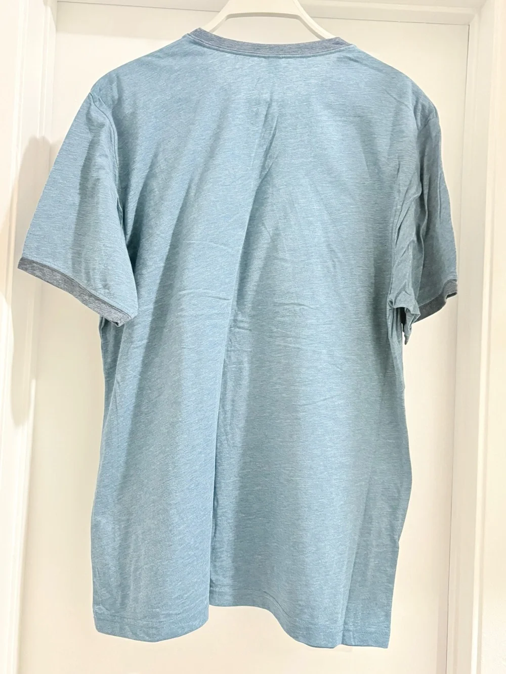 Next Level Apparel light blue heather vintage graphic ringer tee